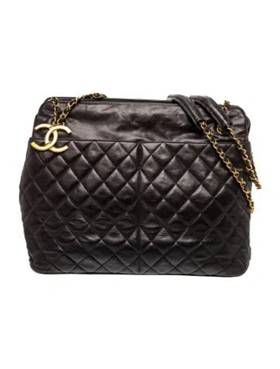 Pre-owned Chanel Quilted Cc Tote In Black