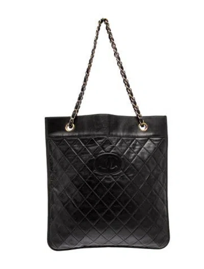 Pre-owned Chanel Quilted Cc Tote In Black