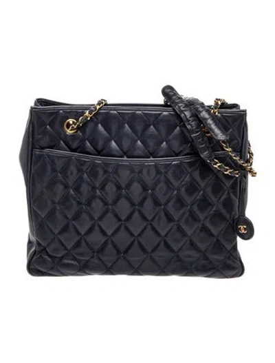 Pre-owned Chanel Quilted Cc Tote In Blue