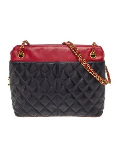 Pre-owned Chanel Quilted Cc Tote In Blue