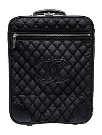 Pre-owned Chanel Quilted Cc Trolley Luggage In Black