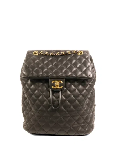 Pre-owned Chanel Quilted Cc Turn-lock Backpack In Black