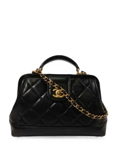 Pre-owned Chanel Quilted Cc Turn-lock Handbag In Black