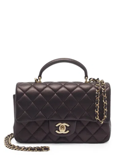 Pre-owned Chanel Quilted Cc Turn-lock Handbag In Brown