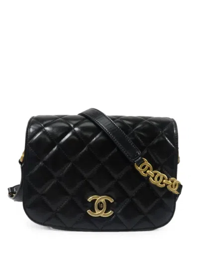 Pre-owned Chanel Quilted Cc Turn-lock Mini Shoulder Bag In Black