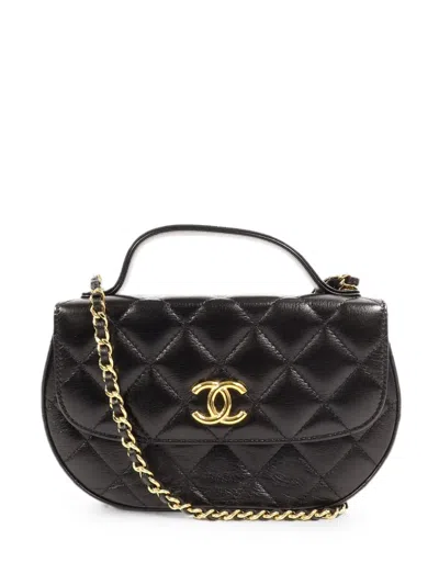 Pre-owned Chanel Quilted Cc Turn-lock Shoulder Bag In Black
