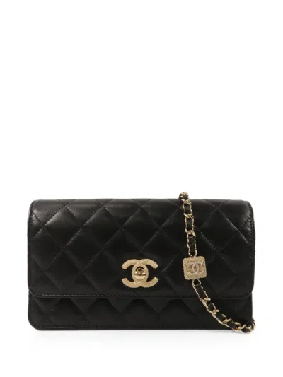 Pre-owned Chanel Quilted Cc Turn-lock Shoulder Bag In Black