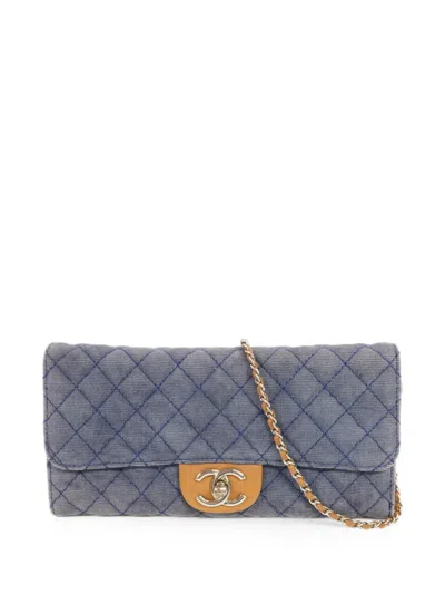 Pre-owned Chanel Quilted Cc Turn-lock Shoulder Bag In Blue