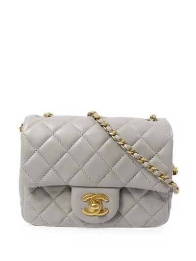 Pre-owned Chanel Quilted Cc Turn-lock Shoulder Bag In Gray