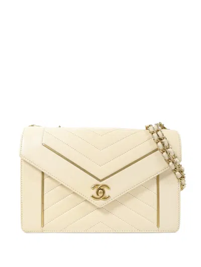 Pre-owned Chanel Quilted Cc Turn-lock Shoulder Bag In Neutral