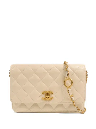Pre-owned Chanel Quilted Cc Turn-lock Shoulder Bag In Neutral