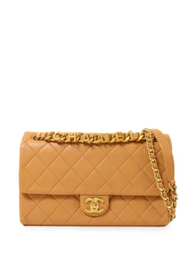 Pre-owned Chanel Quilted Cc Turn-lock Shoulder Bag In Neutral