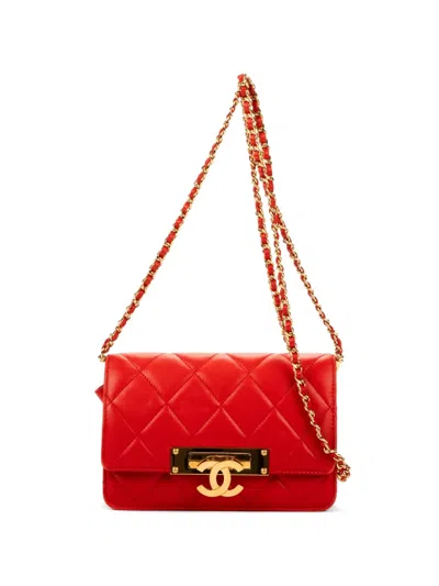 Pre-owned Chanel Quilted Cc Turn-lock Shoulder Bag In Red