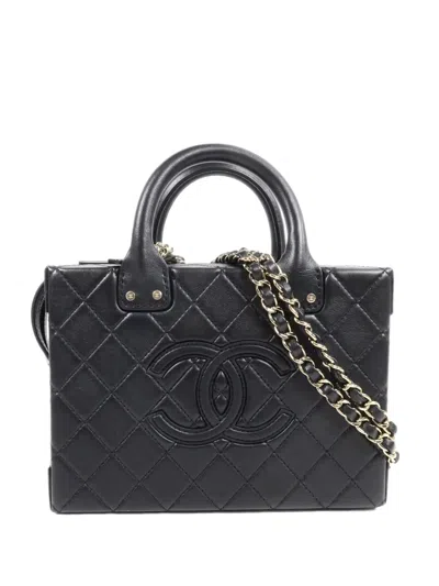 Pre-owned Chanel Quilted Cc Vanity Case Tote Bag In Black