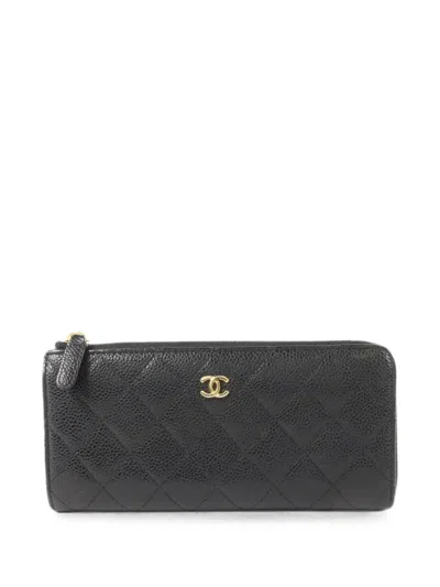 Pre-owned Chanel Quilted Cc Wallet In Black