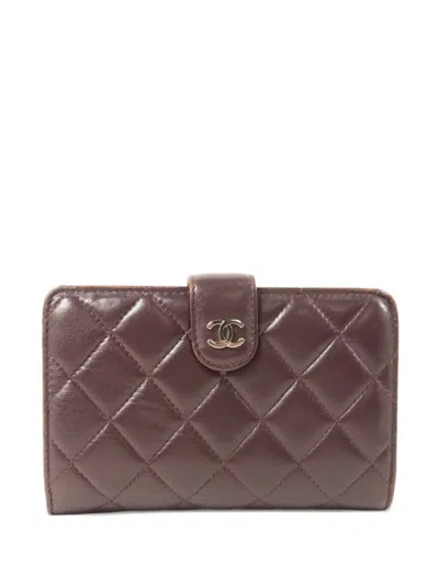 Pre-owned Chanel Quilted Cc Wallet In Purple