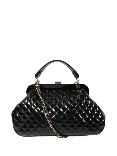 Pre-owned Chanel Quilted Cc-logo Tote Bag In Black