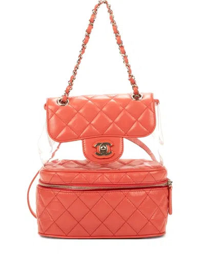 Pre-owned Chanel Quilted Chain Backpack In Pink