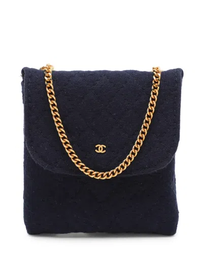 Pre-owned Chanel Quilted Chain Bag In Blue