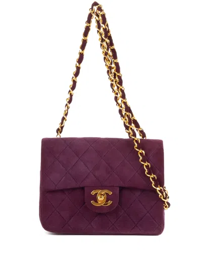 Pre-owned Chanel Quilted Chain Cross-body Bag In Purple