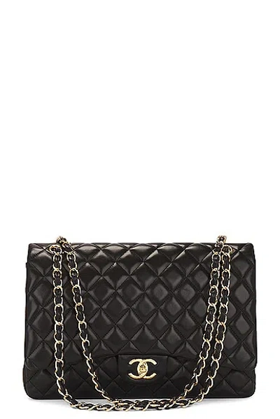 Pre-owned Chanel Quilted Chain Double Flap Shoulder Bag In Black
