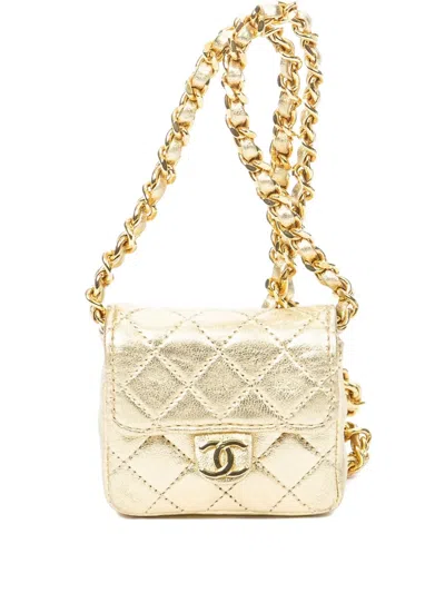 Pre-owned Chanel Quilted Chain-strap Mini Bag In Gold