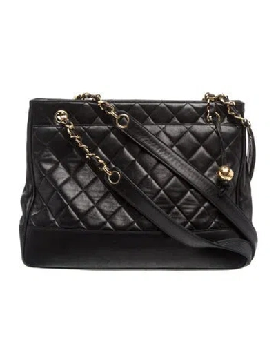 Pre-owned Chanel Quilted Chain Tote In Black
