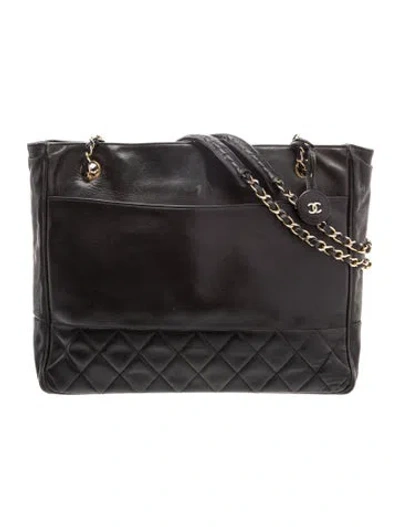 Pre-owned Chanel Quilted Chain Tote In Black