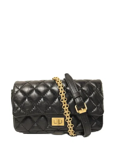 Pre-owned Chanel Quilted Chain-link Belt Bag In Black