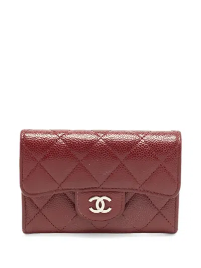 Pre-owned Chanel Quilted Classic Card Holder In Red