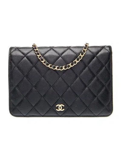 Pre-owned Chanel Quilted Clutch W/ Chain In Black