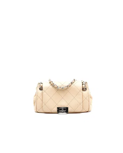 Pre-owned Chanel Quilted Crossbody Bag In Sand