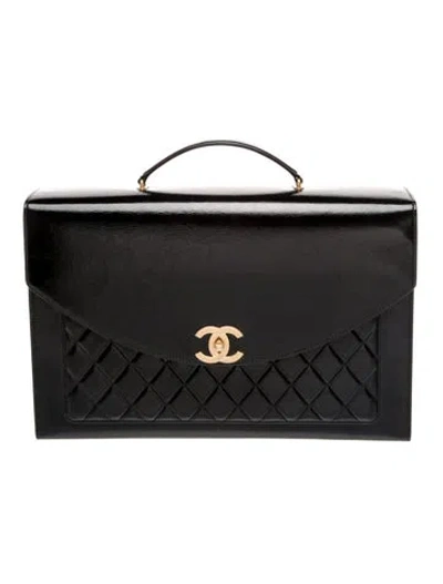Pre-owned Chanel Quilted Document Case In Black