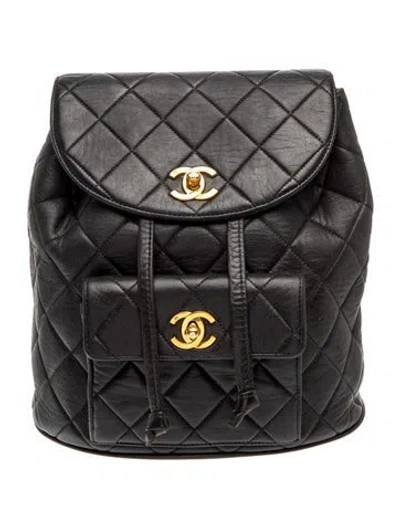 Pre-owned Chanel Quilted Duma Backpack In Black