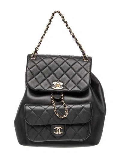 Pre-owned Chanel Quilted Duma Backpack In Black