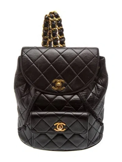 Pre-owned Chanel Quilted Duma Backpack In Black