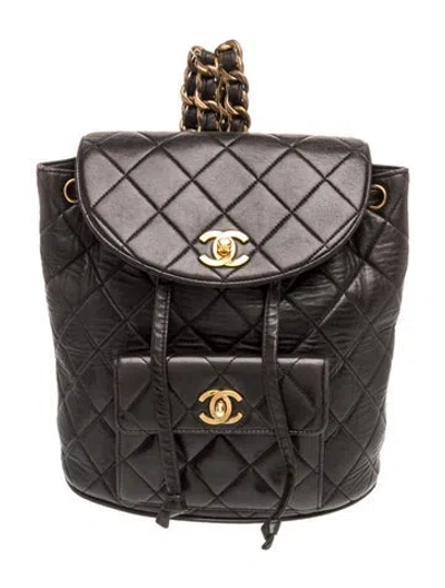 Pre-owned Chanel Quilted Duma Backpack In Black