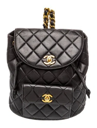 Pre-owned Chanel Quilted Duma Backpack In Black