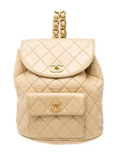 Pre-owned Chanel Quilted Duma Backpack In Neutral