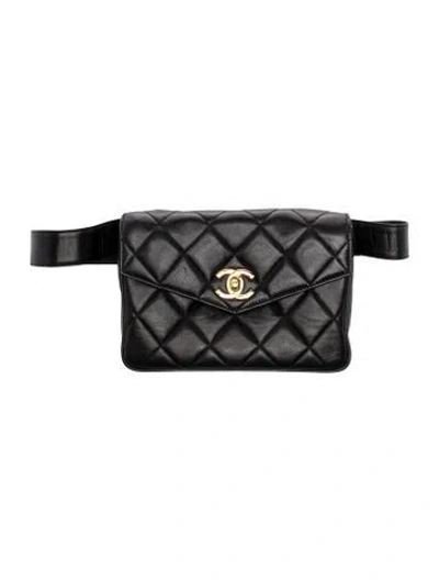 Pre-owned Chanel Quilted Envelope Belt Bag In Black