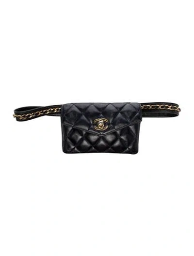 Pre-owned Chanel Quilted Envelope Belt Bag In Blue
