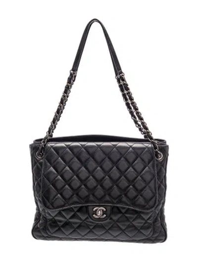 Pre-owned Chanel Quilted Flap Tote In Black