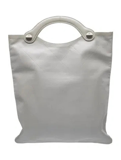 Pre-owned Chanel Quilted Flat Tote In White