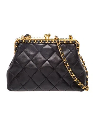 Pre-owned Chanel Quilted Frame Bag In Black