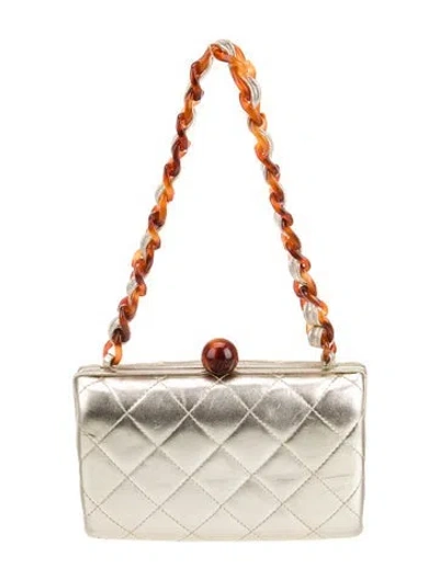 Pre-owned Chanel Quilted Frame Bag In Gold