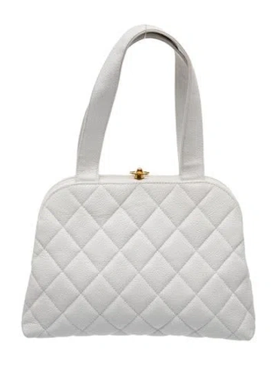 Pre-owned Chanel Quilted Frame Bag In White