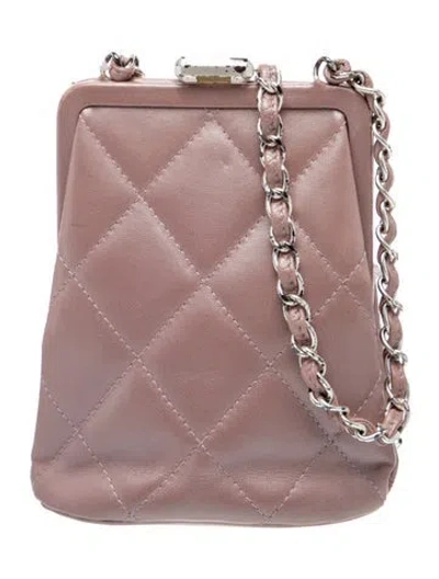 Pre-owned Chanel Quilted Frame Crossbody In Purple
