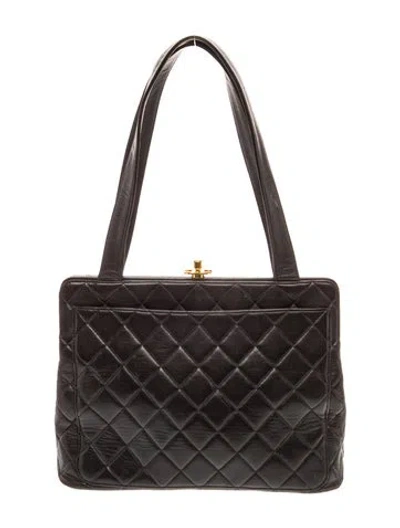 Pre-owned Chanel Quilted Frame Shoulder Bag In Black