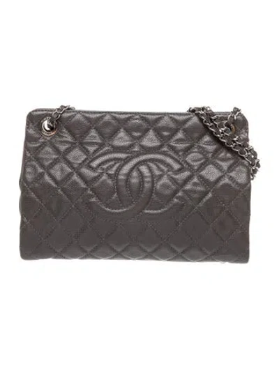 Pre-owned Chanel Quilted Frame Tote Bag In Grey
