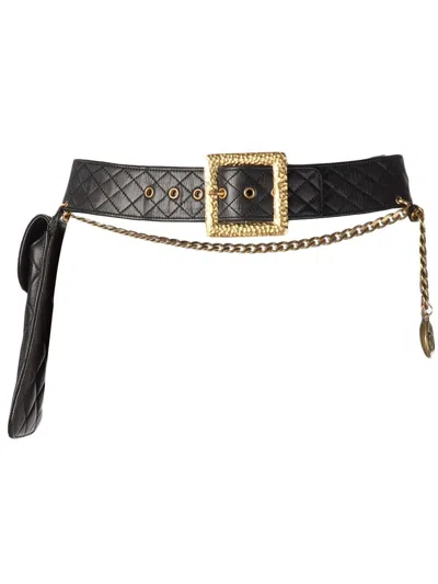 Pre-owned Chanel Quilted Holster Belt In Black